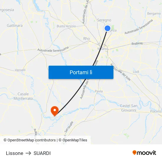 Lissone to SUARDI map