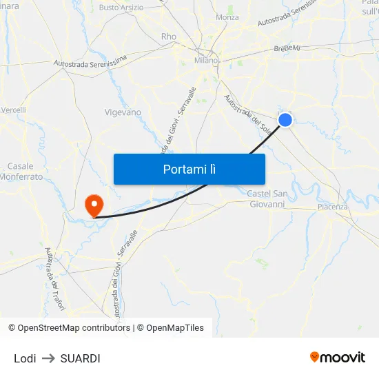 Lodi to SUARDI map