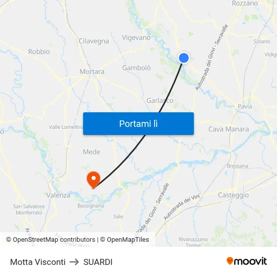 Motta Visconti to SUARDI map