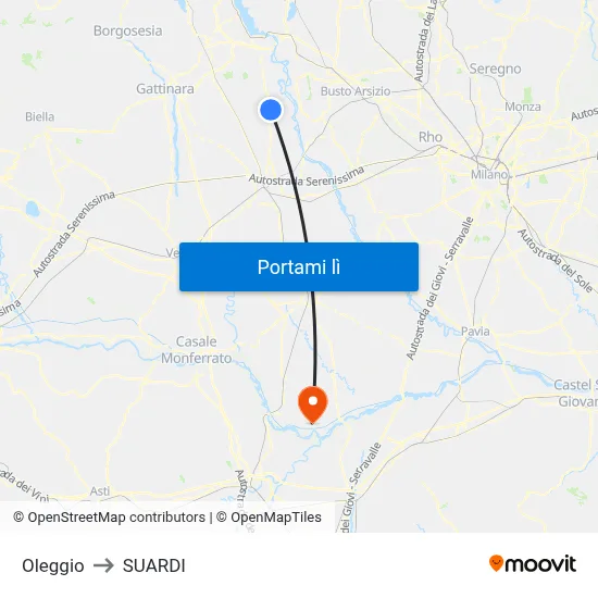 Oleggio to SUARDI map