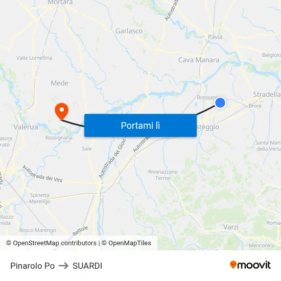 Pinarolo Po to SUARDI map