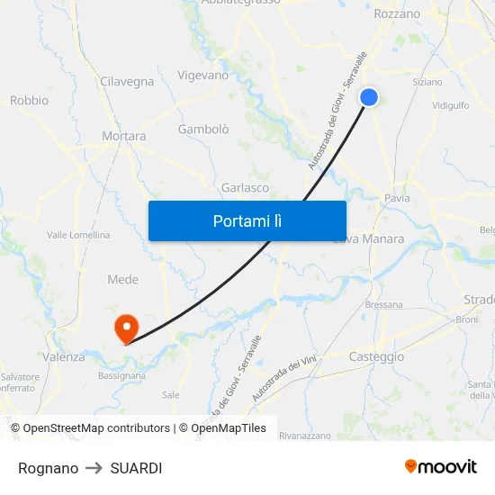 Rognano to SUARDI map