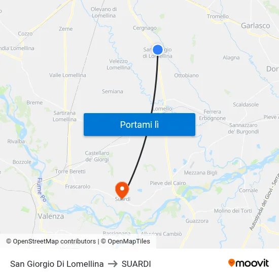 San Giorgio Di Lomellina to SUARDI map