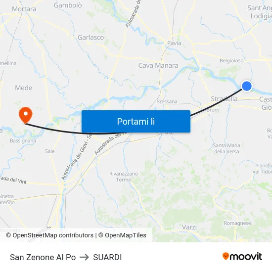 San Zenone Al Po to SUARDI map
