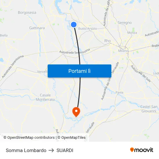 Somma Lombardo to SUARDI map