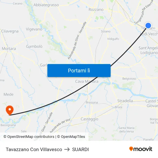 Tavazzano Con Villavesco to SUARDI map