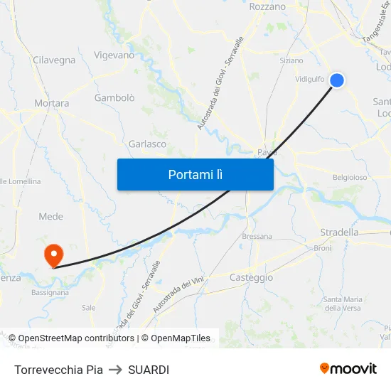 Torrevecchia Pia to SUARDI map