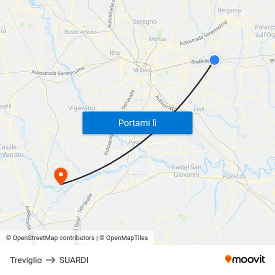 Treviglio to SUARDI map