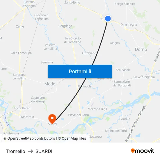 Tromello to SUARDI map