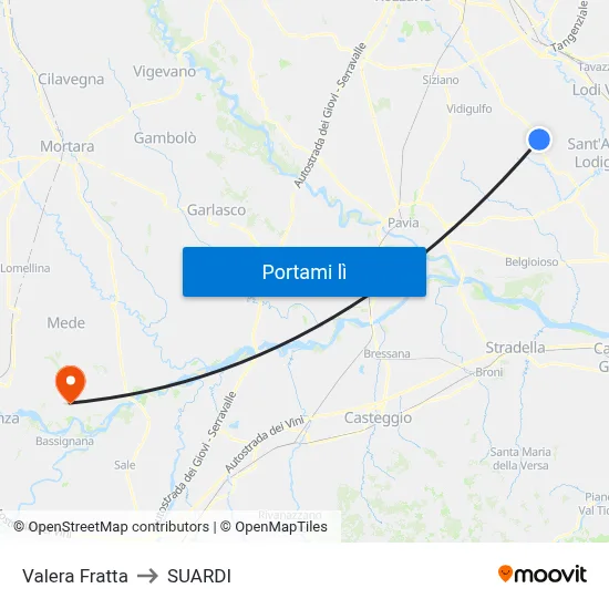 Valera Fratta to SUARDI map