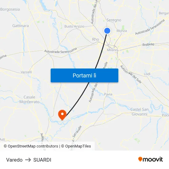 Varedo to SUARDI map