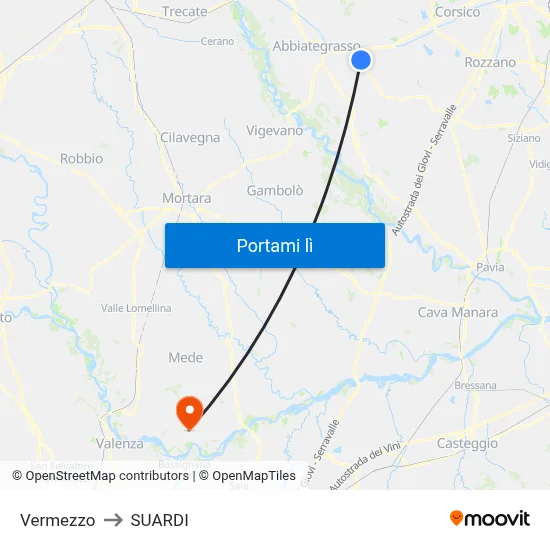 Vermezzo to SUARDI map