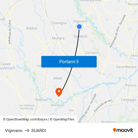 Vigevano to SUARDI map