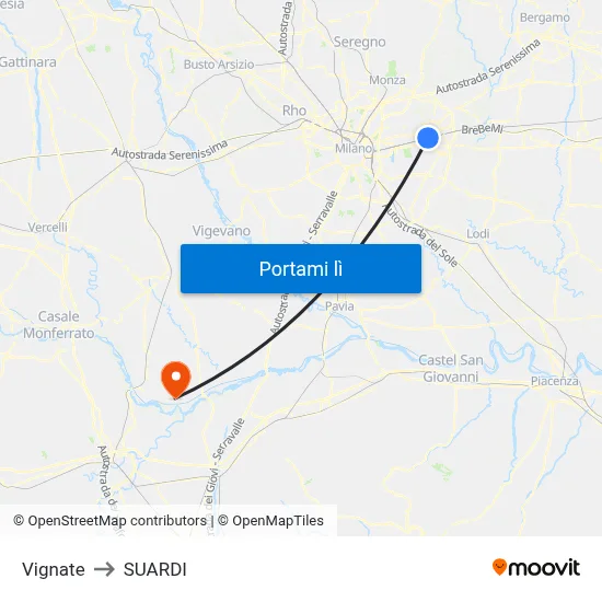 Vignate to SUARDI map