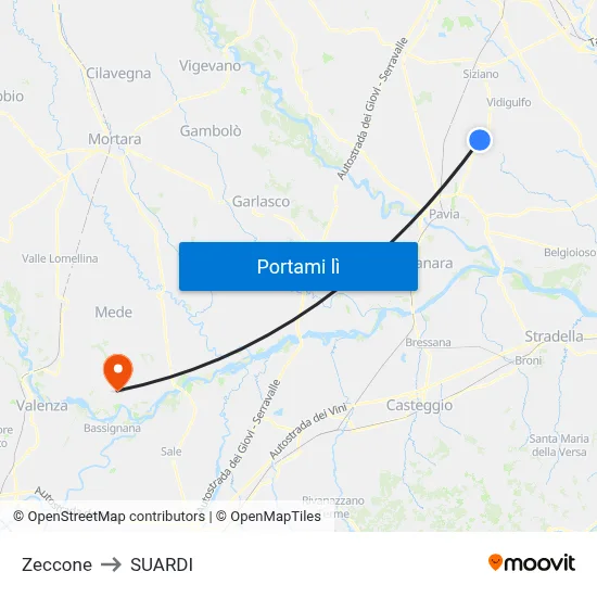 Zeccone to SUARDI map