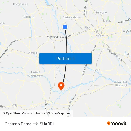 Castano Primo to SUARDI map
