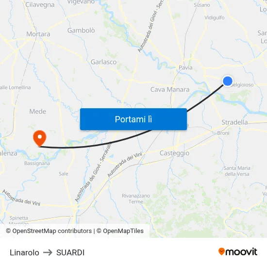 Linarolo to SUARDI map