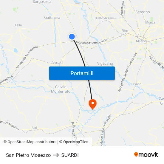 San Pietro Mosezzo to SUARDI map