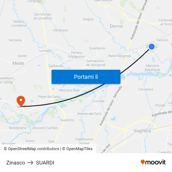 Zinasco to SUARDI map