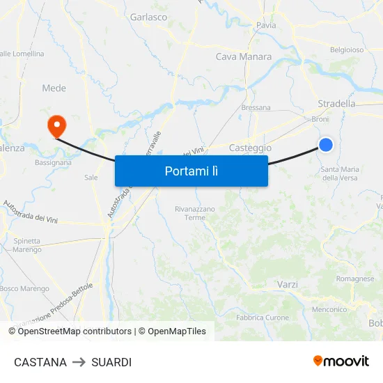 CASTANA to SUARDI map