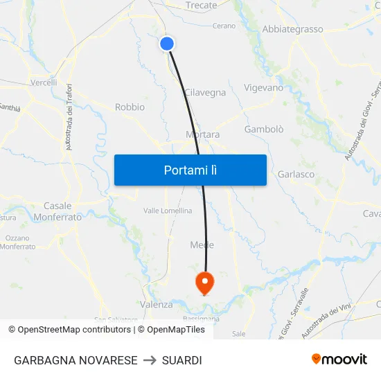 GARBAGNA NOVARESE to SUARDI map