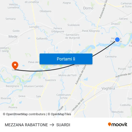 MEZZANA RABATTONE to SUARDI map