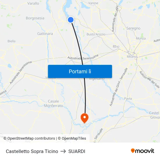 Castelletto Sopra Ticino to SUARDI map