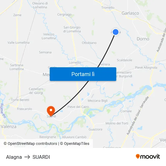 Alagna to SUARDI map