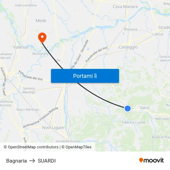 Bagnaria to SUARDI map