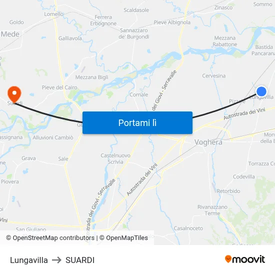 Lungavilla to SUARDI map