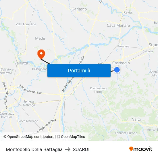 Montebello Della Battaglia to SUARDI map