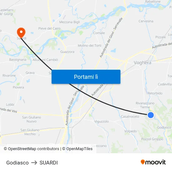 Godiasco to SUARDI map