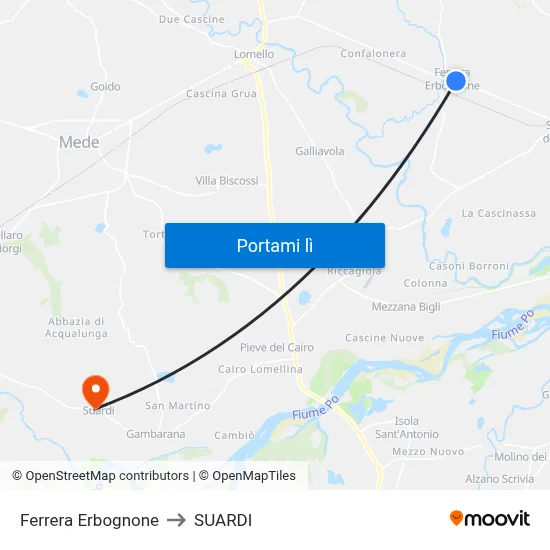 Ferrera Erbognone to SUARDI map
