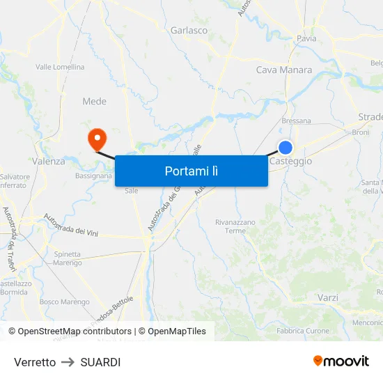 Verretto to SUARDI map
