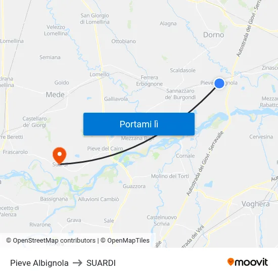 Pieve Albignola to SUARDI map