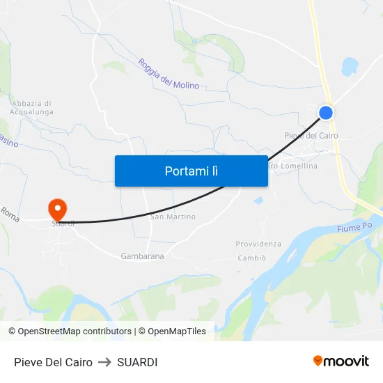 Pieve Del Cairo to SUARDI map