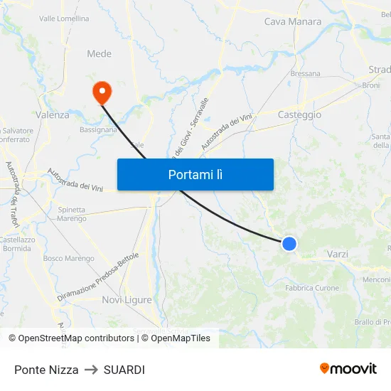 Ponte Nizza to SUARDI map
