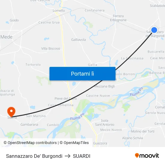 Sannazzaro De' Burgondi to SUARDI map
