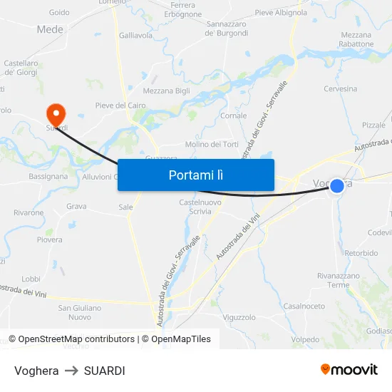 Voghera to SUARDI map