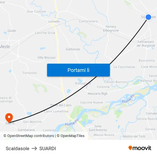 Scaldasole to SUARDI map