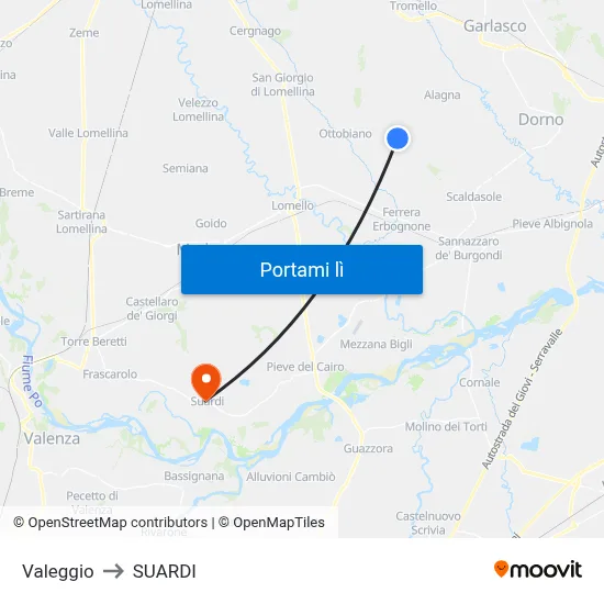 Valeggio to SUARDI map