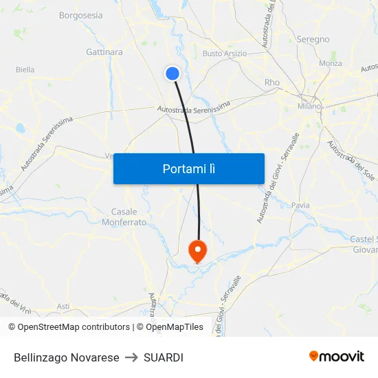 Bellinzago Novarese to SUARDI map