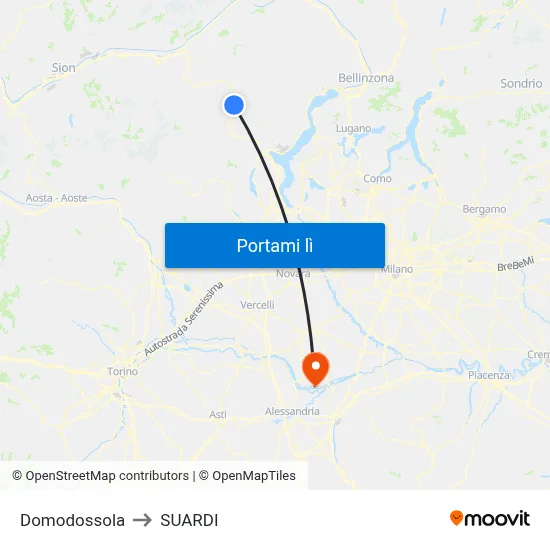 Domodossola to SUARDI map