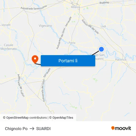 Chignolo Po to SUARDI map