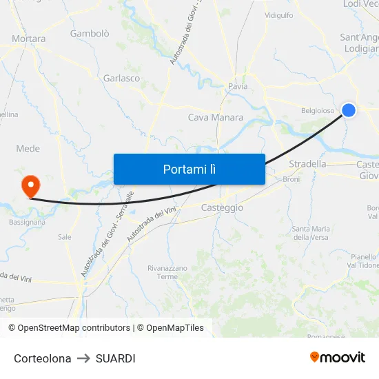 Corteolona to SUARDI map