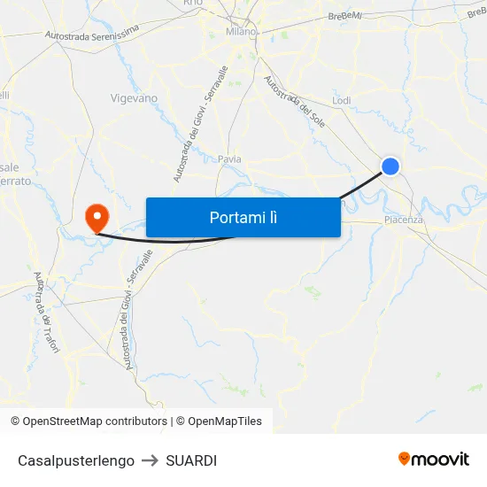 Casalpusterlengo to SUARDI map