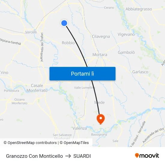 Granozzo Con Monticello to SUARDI map