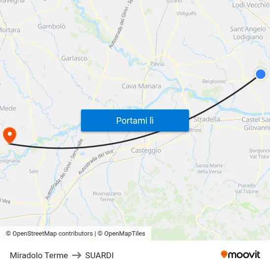 Miradolo Terme to SUARDI map