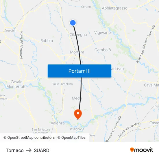 Tornaco to SUARDI map