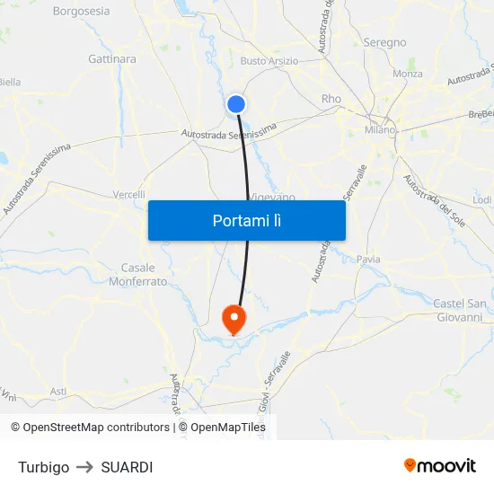 Turbigo to SUARDI map